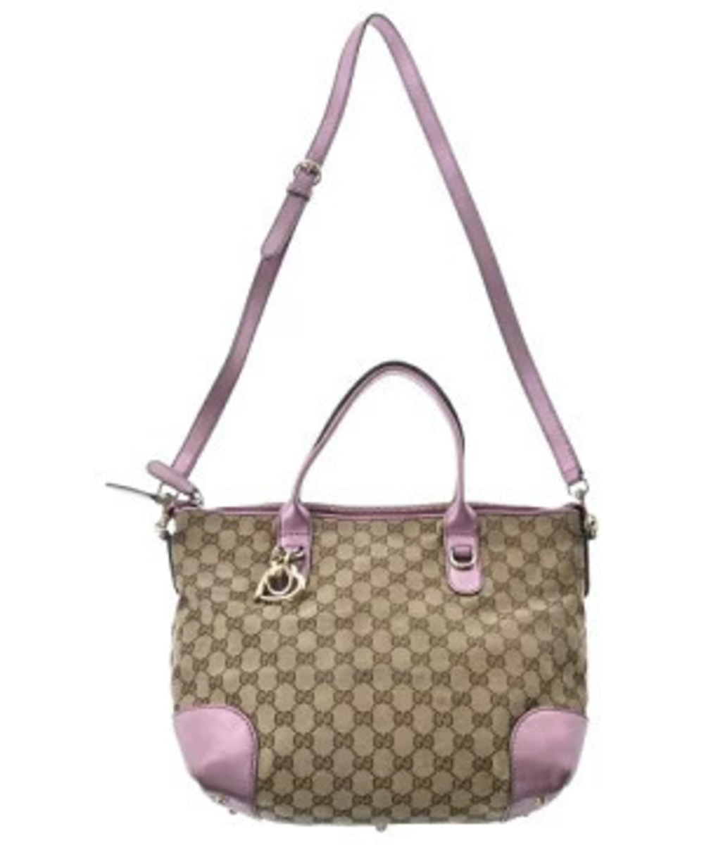 Gucci GG Canvas Heart Bit satchel beige monogram metallic pink leather - Picture 3 of 10
